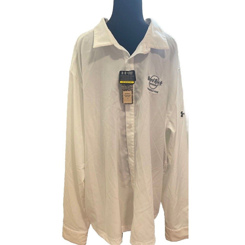 Hard Rock Under Armour Men 3XL Long Sleeve Button White Shirt Northfield Park